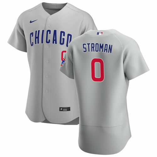 Men's Chicago Cubs #0 Marcus Stroman Gray Flex Base Stitched Jersey - Click Image to Close